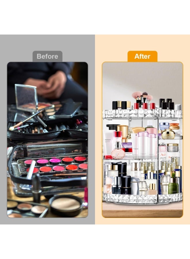 منظم مكياج دوار 360 درجة، 7 طبقات قابلة للتعديل، منظم مستحضرات تجميل ذو سعة كبيرة، منظم مكياج شفاف للتخزين - Image 5